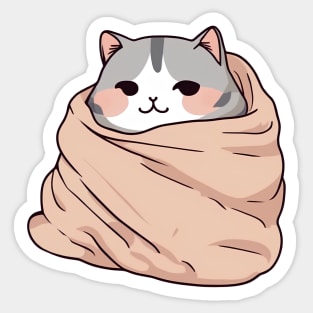 Cute cat in a blanket Sticker